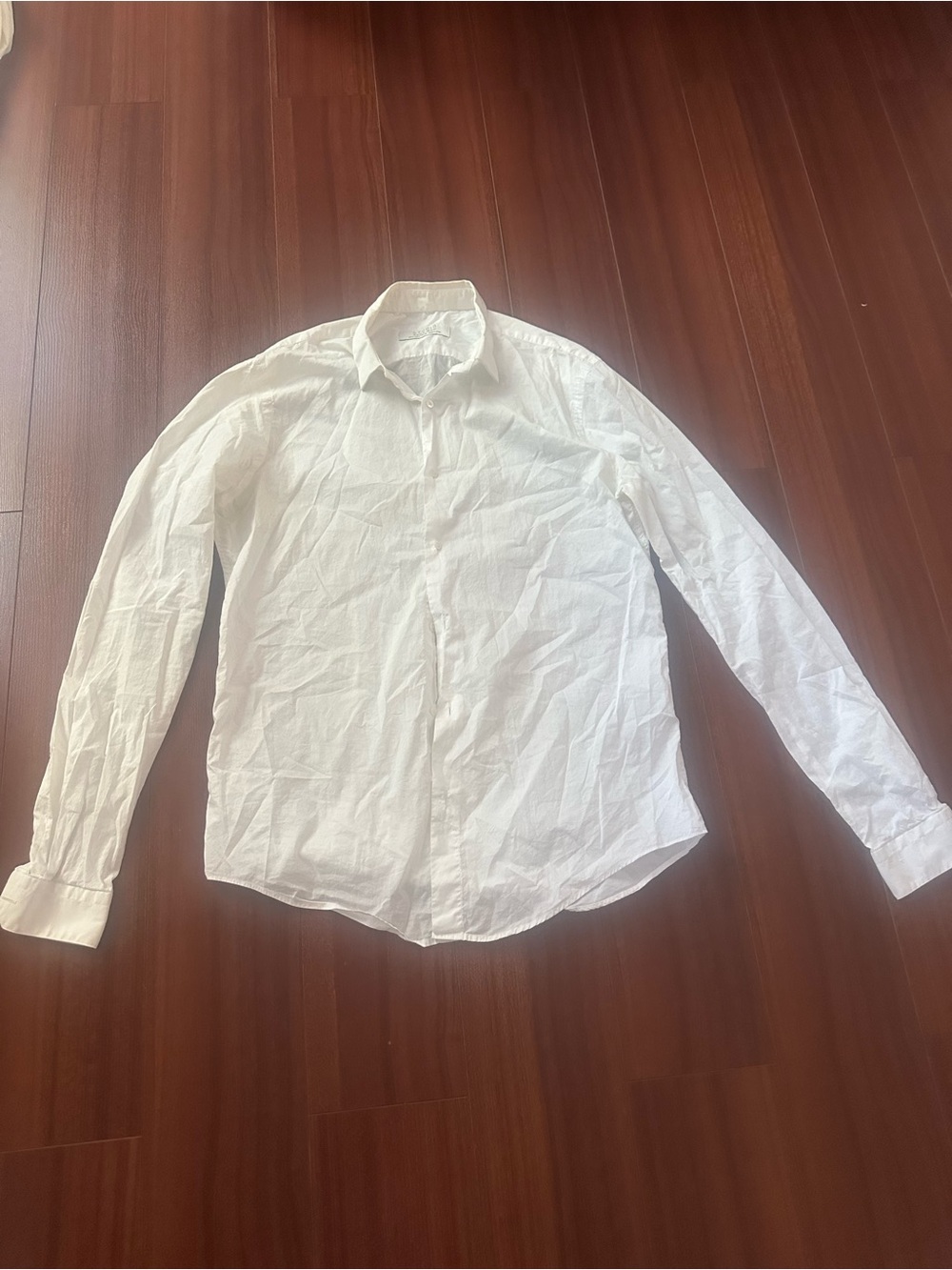 Zara White Long-Sleeve Men's Dress Shirt